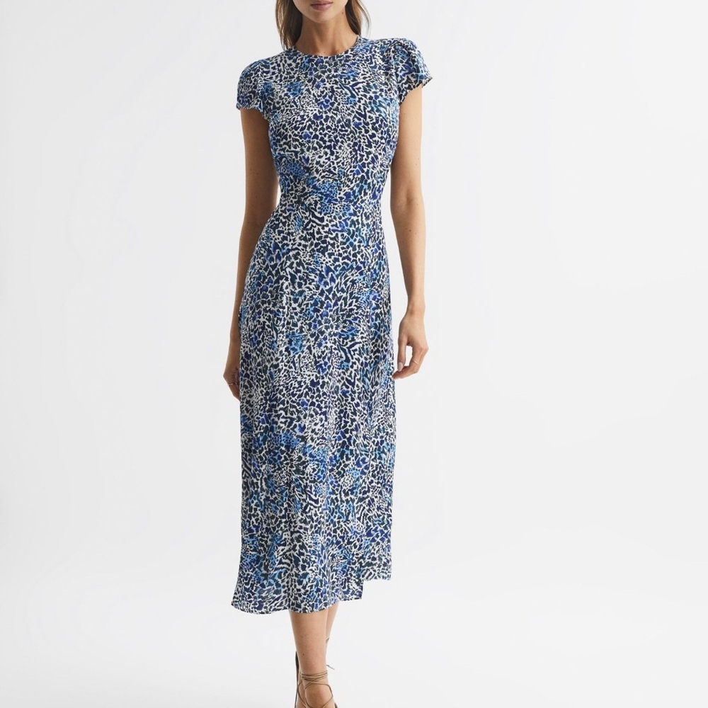 NWT Reiss Blue and White Midi Dress